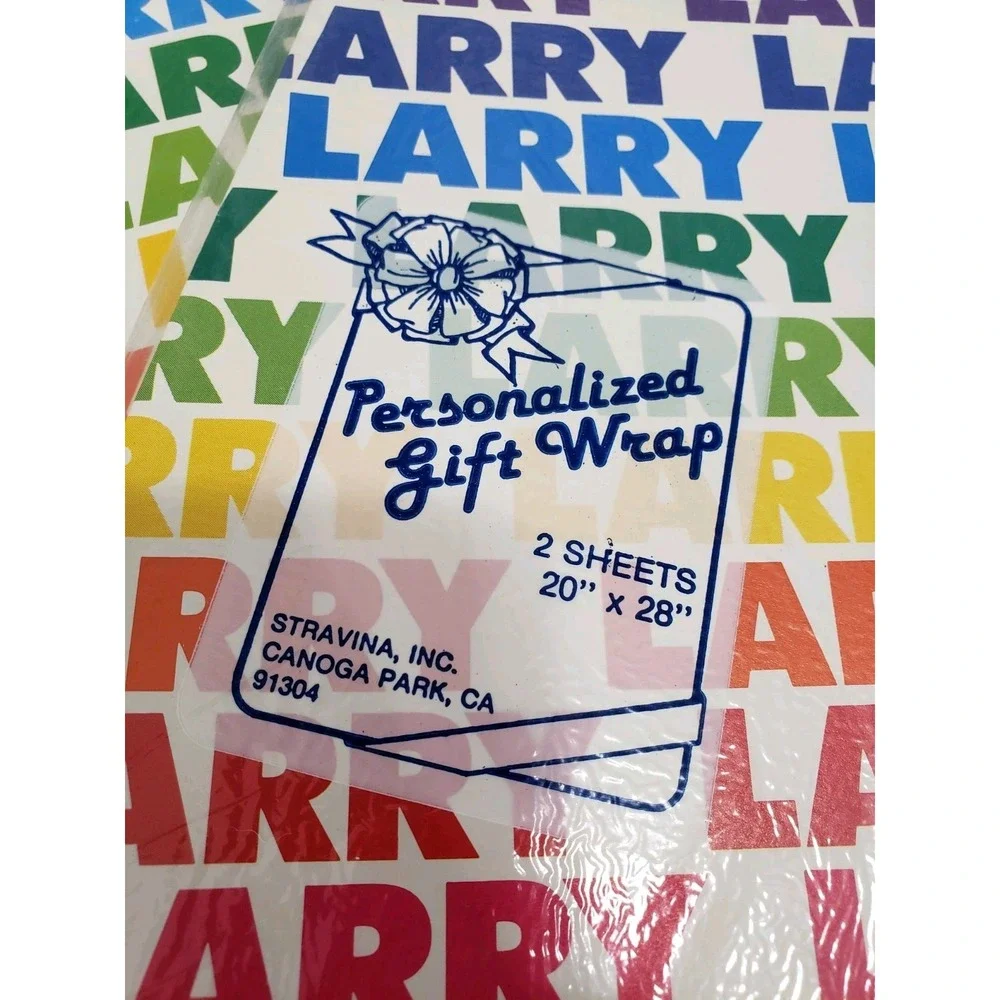 LARRY‎ Vintage Stravina Personalized Gift Wrap Wrapping Paper Name RAINBOW gift